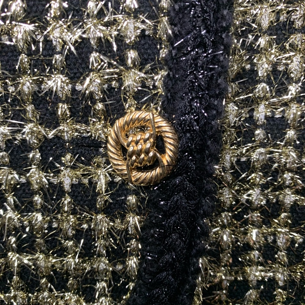 Beulah style black/gold tweed jacket , long sleeves, front closure Size S - Picture 6 of 14